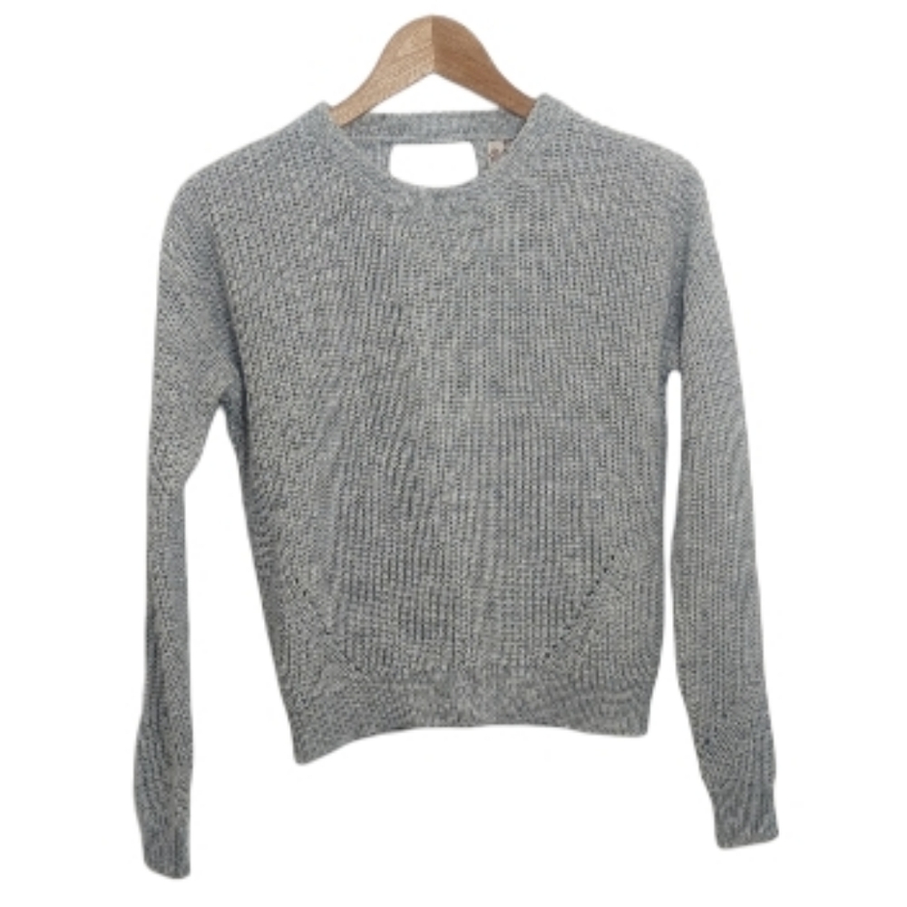 Hippie Rose Women's Size XS Sweater Grey Back Peek A Boo Long Sleeve
